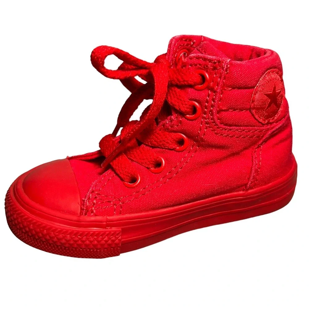 Converse Chuck Taylor All Star High Top Canvas Sneakers Infant Sz 5  Red on Red‎